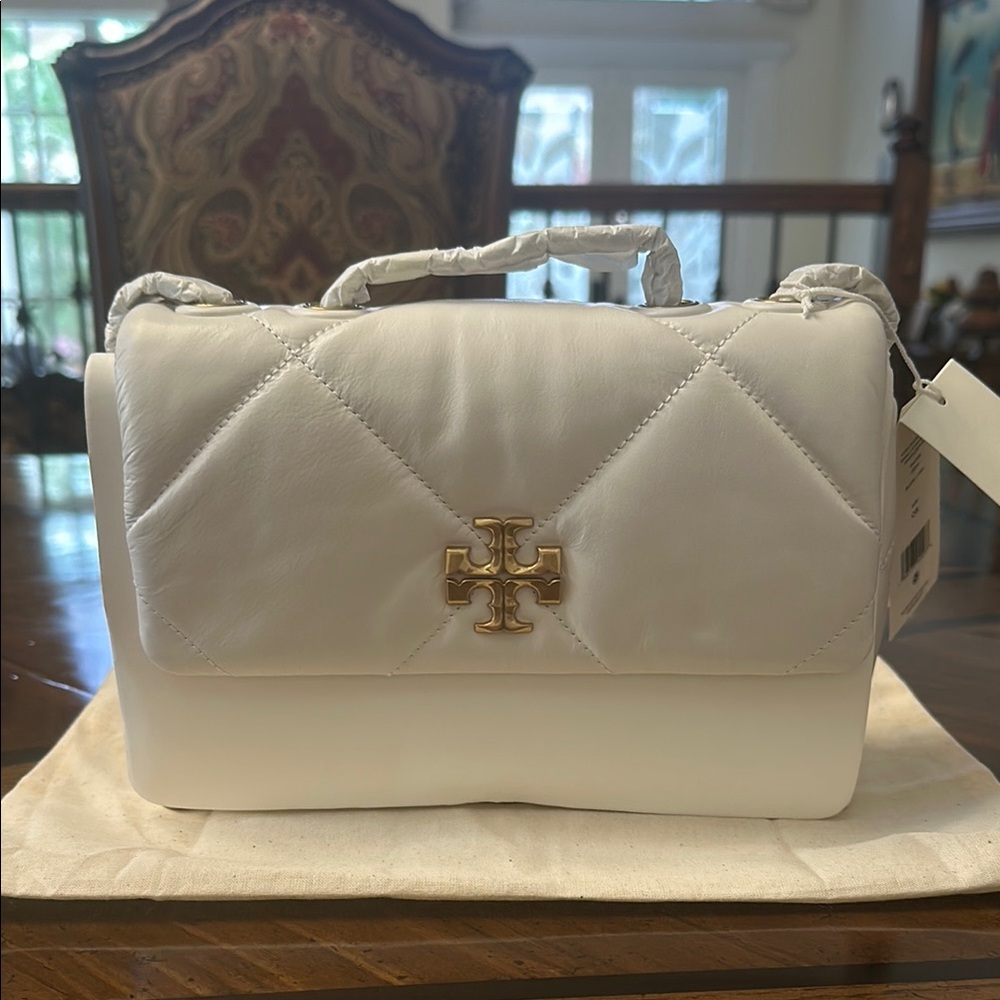 Tory Burch White Quilted Leather Bag